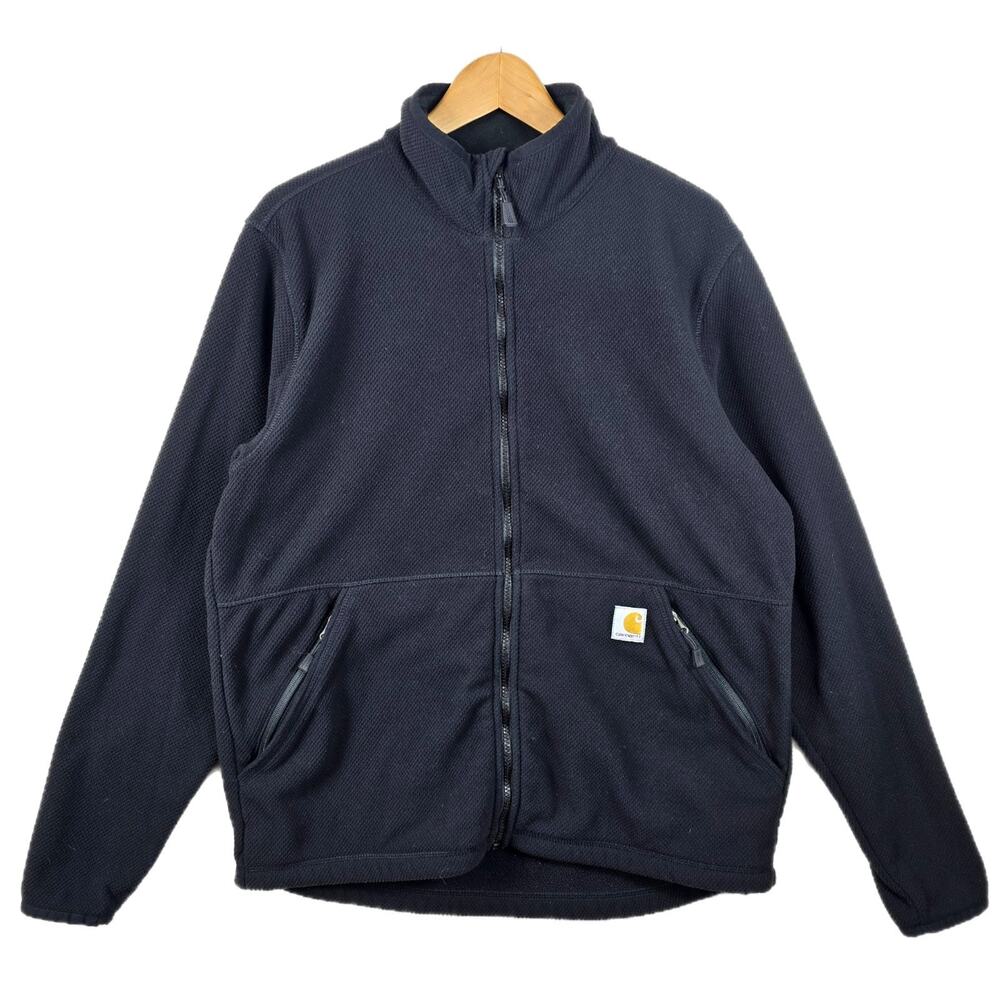 Carhartt Men’s Full Zip Fleece Jacket Sherpa Fleece Black Medium Relaxed Fit - Picture 1 of 13